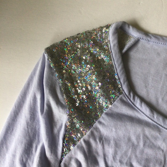VICTORIAS SECRET PINK Y2K PURPLE SEQUIN TEE XS - Picture 9 of 14